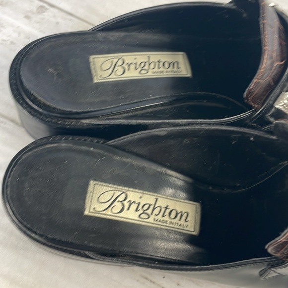 Brighton Classic Brown and Black Metal Embellished Leather Mules - Picture 9 of 11